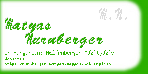 matyas nurnberger business card